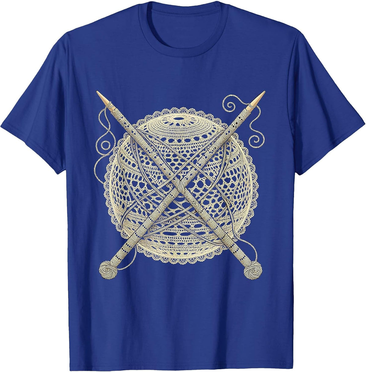 Crochet Yarn Ball Knitting Needles Graphic Design T-Shirt - Royal Blue