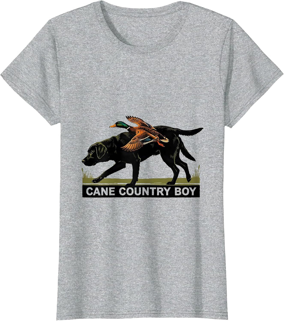 Cane Country Boy Stencil Labrador Duck Hunting Southern T-Shirt - Heather Grey