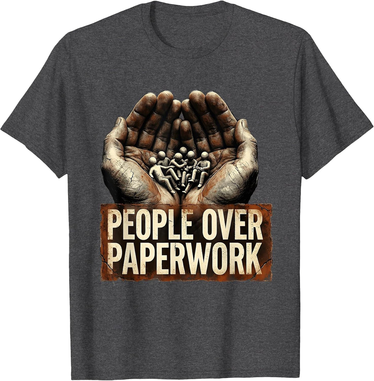 People Over Paperwork Social Worker Design T-Shirt - Dark Heather Grey