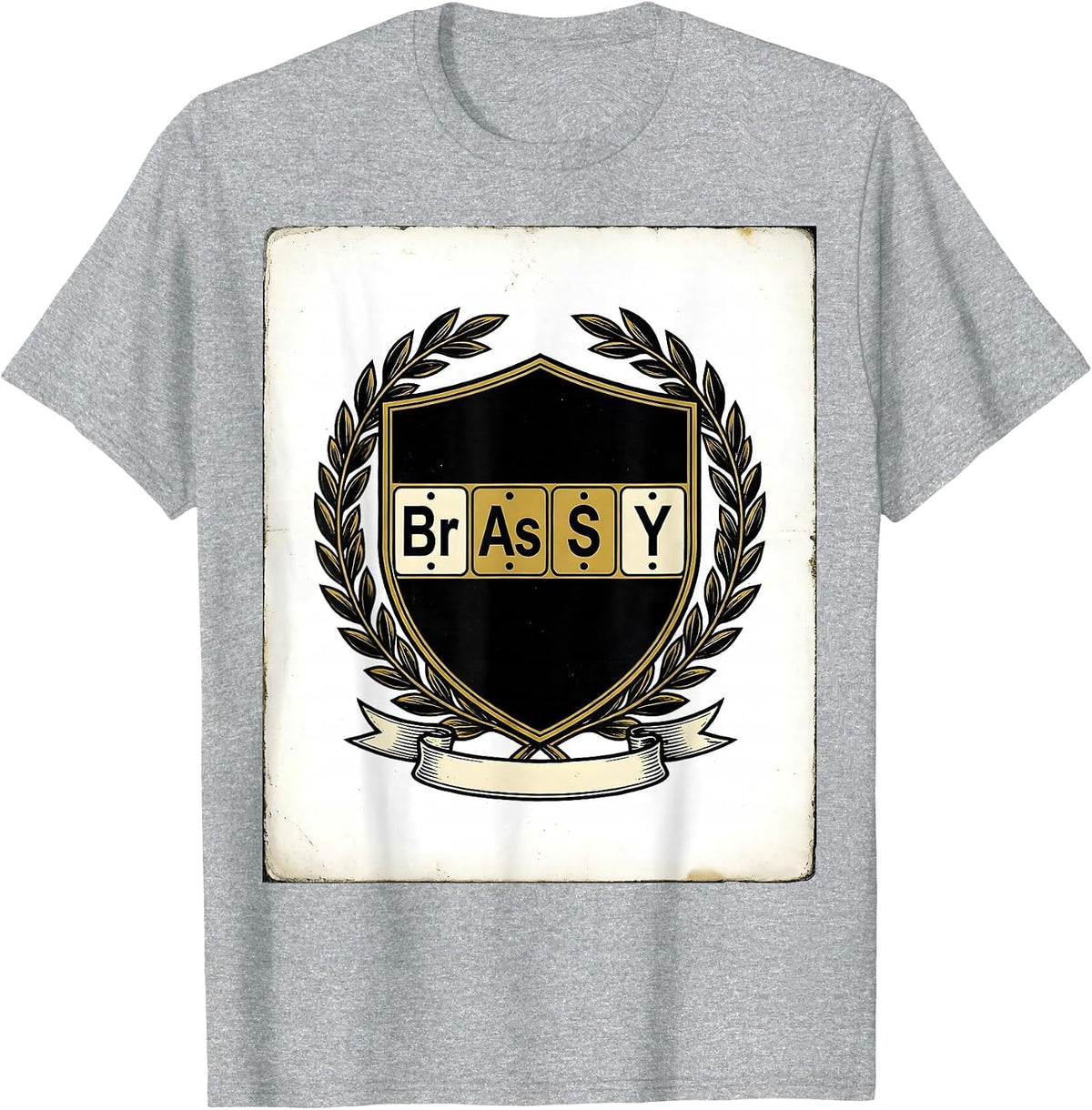 Men's BRASSY Nerdy Chemistry Humor Periodic Table Science Teacher T-Shirt - Heather Grey