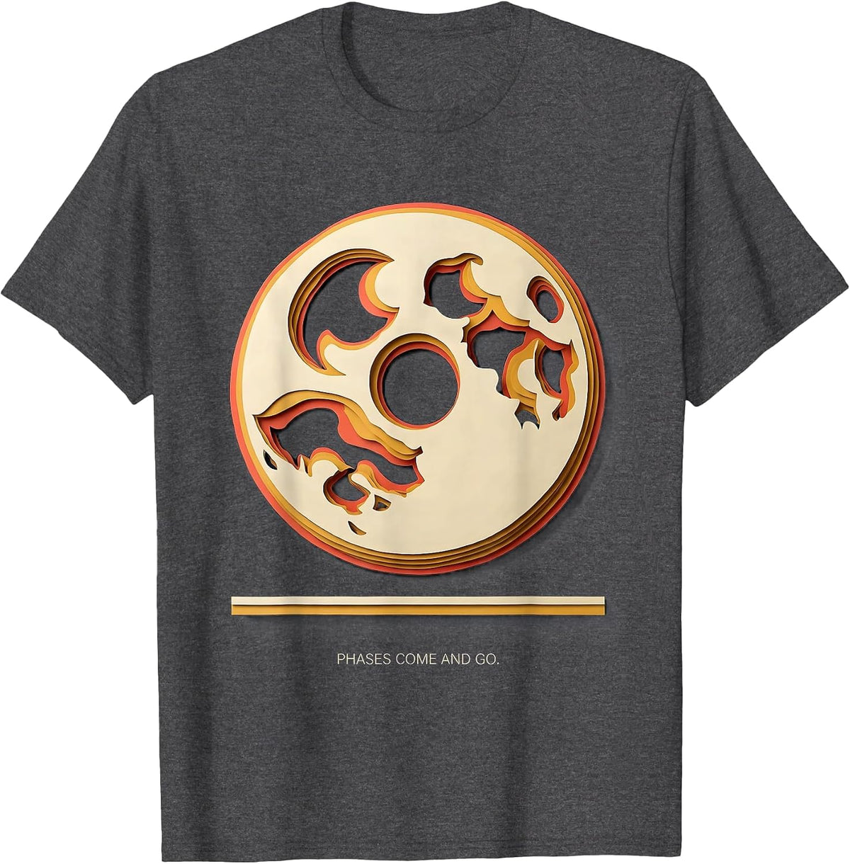 Phases Come And Go Celestial Lunar Cycle Astronomy Science T-Shirt - Dark Heather Grey