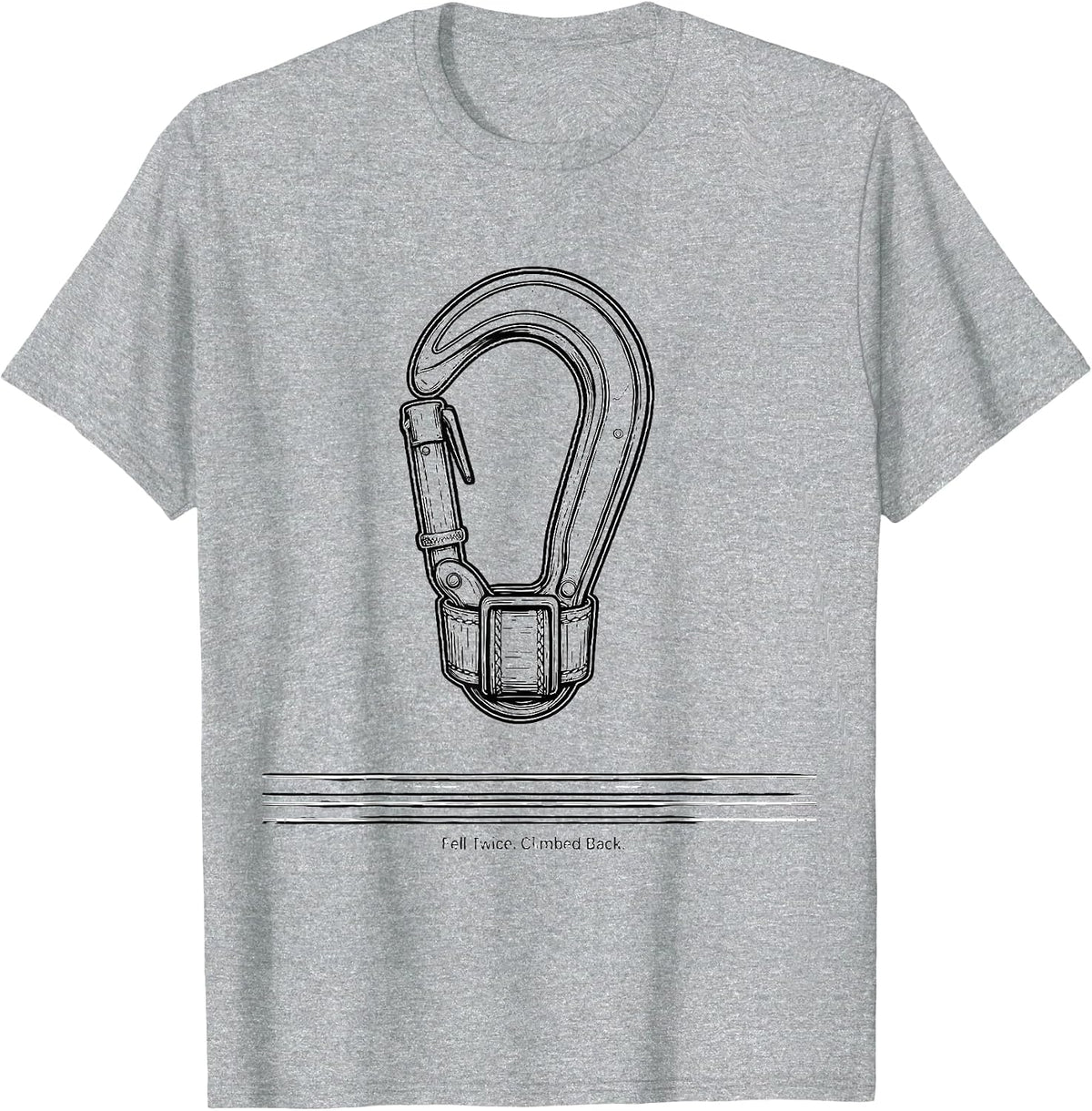 Men's Fell Twice. Climbed Back Funny Electrician Skeleton Lineman T-Shirt - Heather Grey