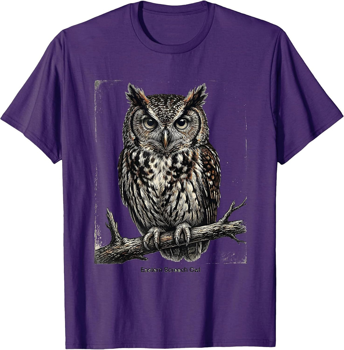 Men's Eastern Screech Owl Retro Bird Lover Funny Wildlife Humor T-Shirt - Purple