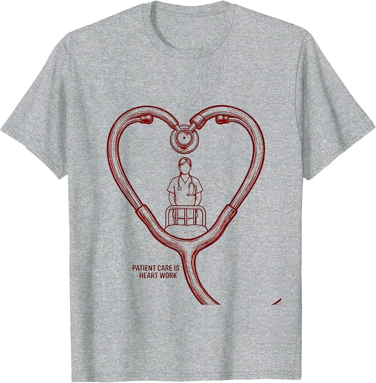 Men's Patient Care Is Heart Work Healthcare Worker Heart Health T-Shirt - Heather Grey