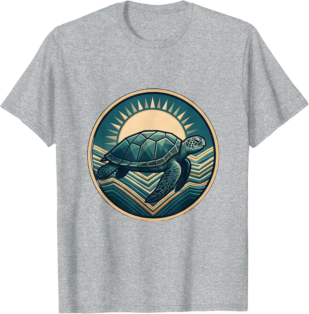 Men's Sea Turtle Sunlit Ocean Hawaiian Graphic Tee T-Shirt - Heather Grey