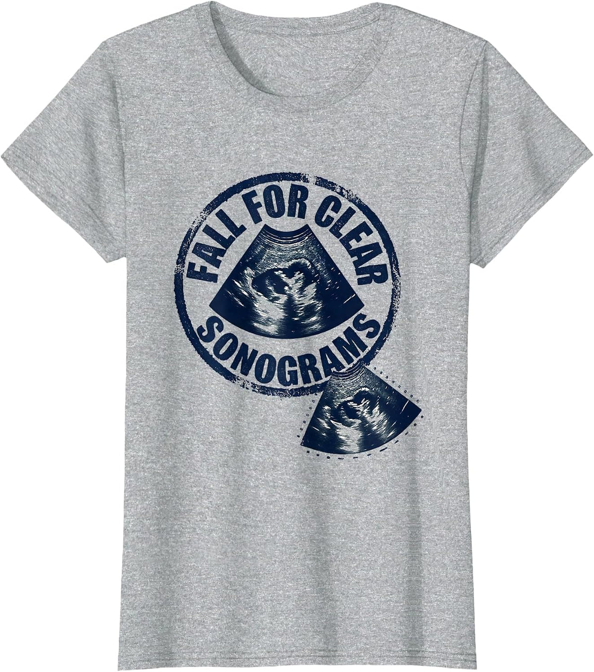 Women's Fall For Clear Sonograms Rubber Stamp Ultrasound Tech T-Shirt - Heather Grey