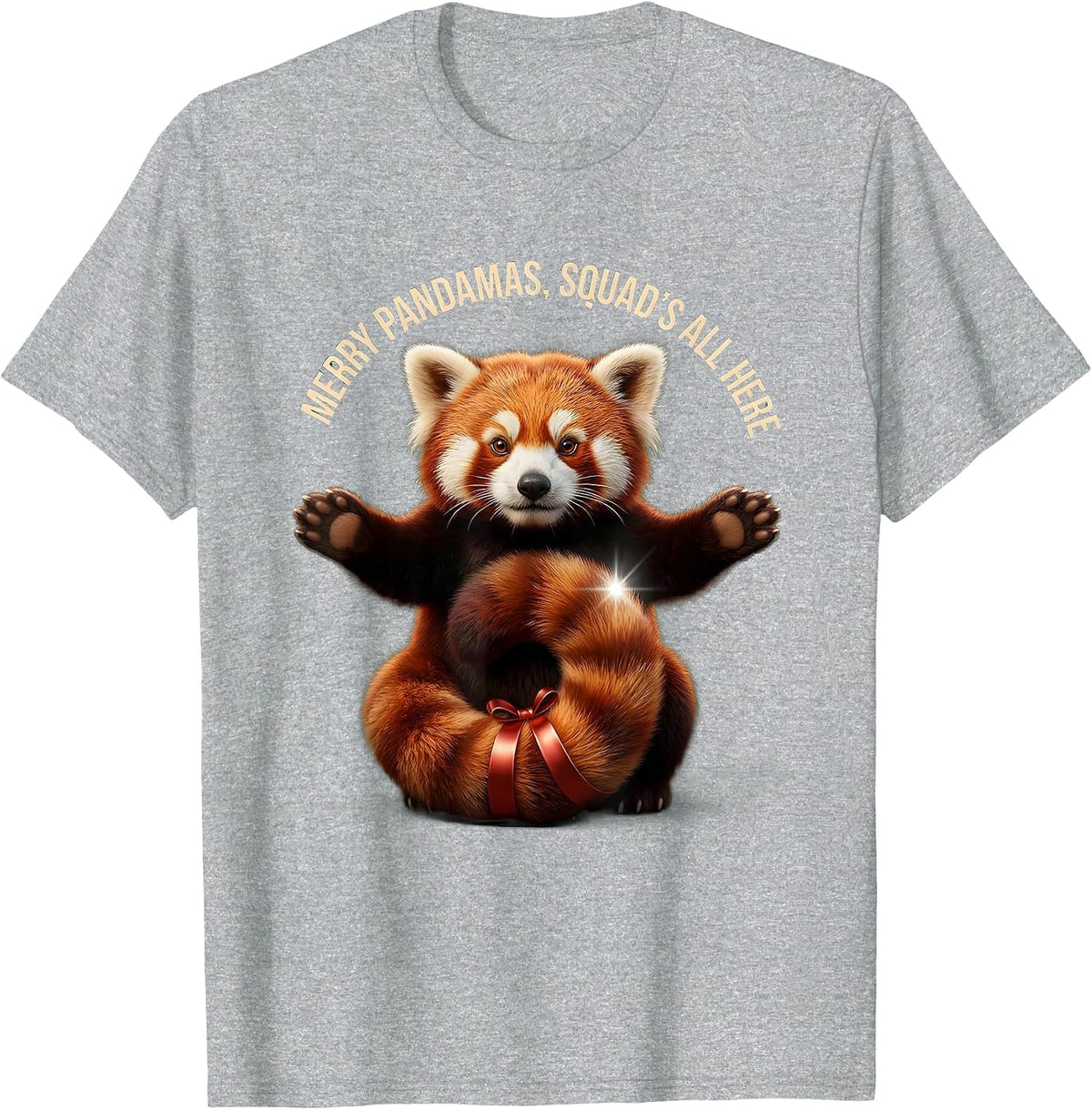 Men's Merry Pandamas Squad's All Here Cute Red Panda Lover Gift T-Shirt - Heather Grey