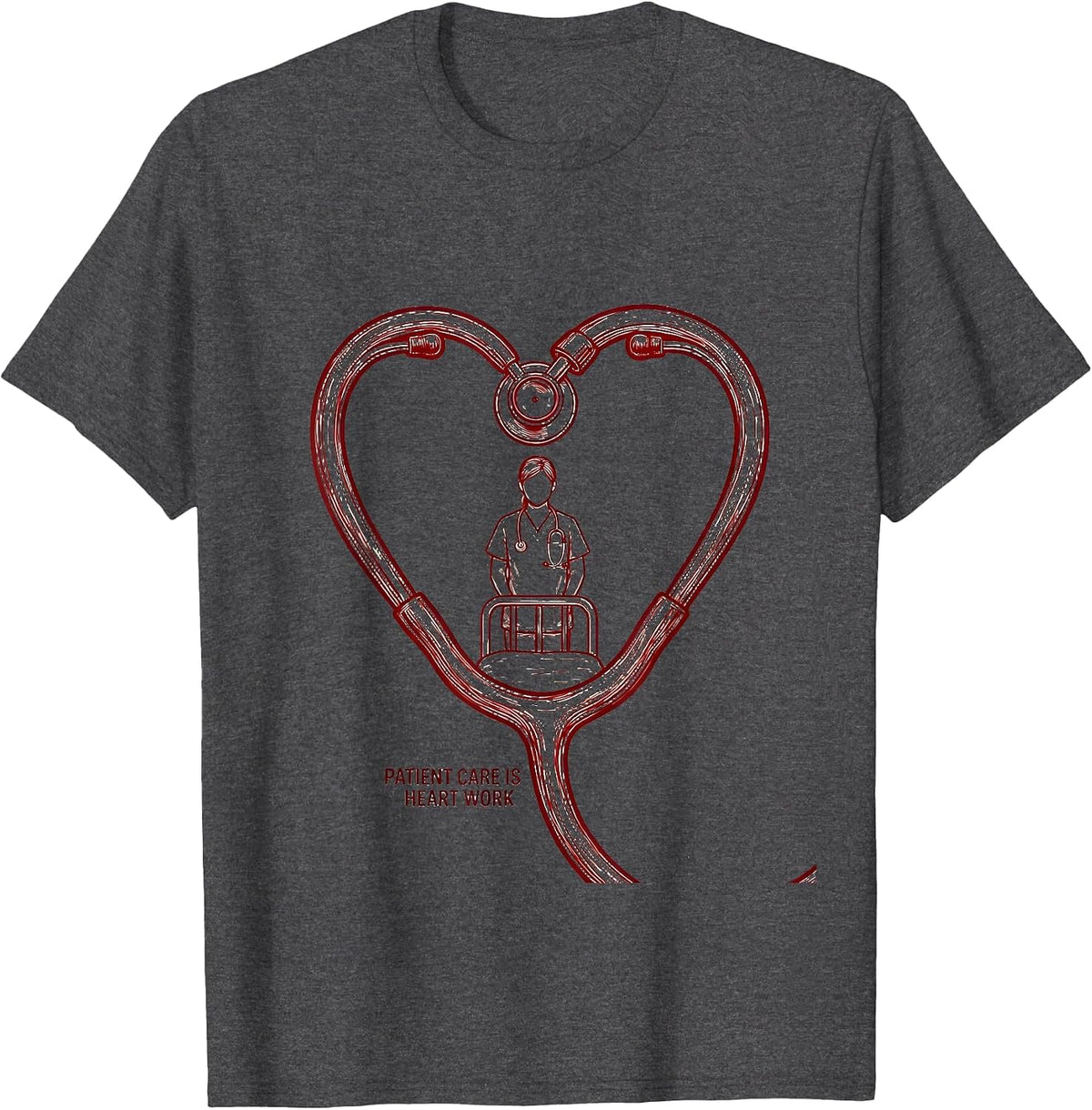 Men's Patient Care Is Heart Work Healthcare Worker Heart Health T-Shirt - Dark Heather Grey