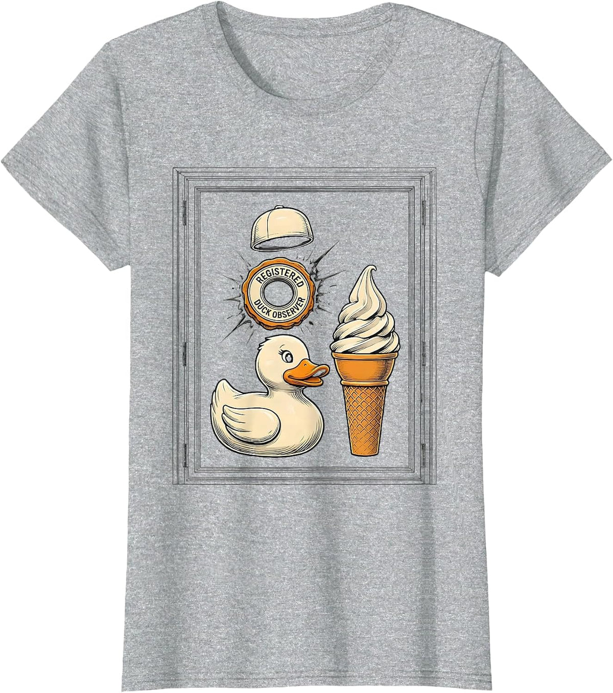 Registered Duck Observer Funny Cruise Duck Hunting Free Ice T-Shirt - Heather Grey