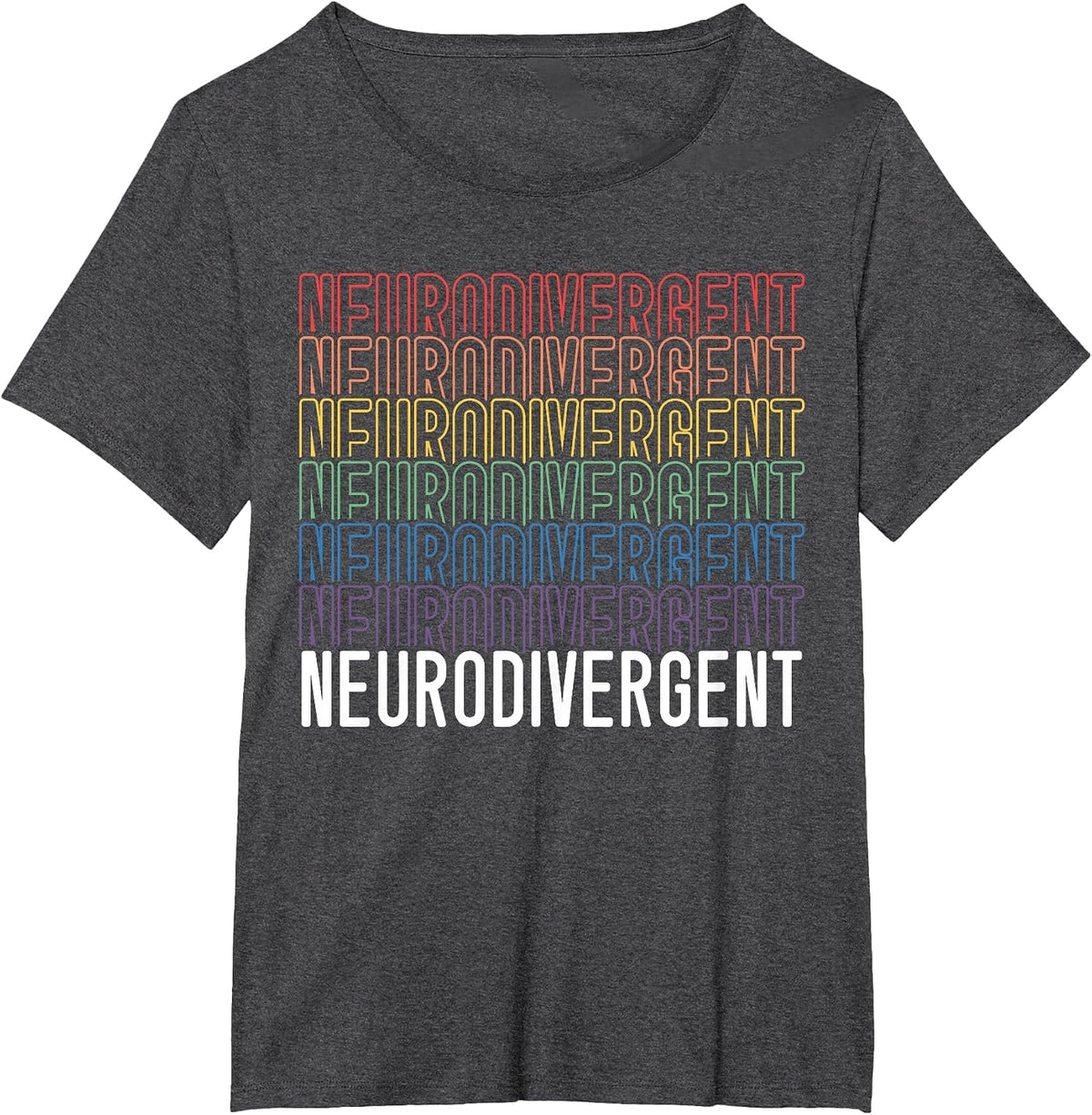 Neurodivergent Neurodiversity Rainbow ADHD ASD Awareness T-Shirt - Dark Heather Grey