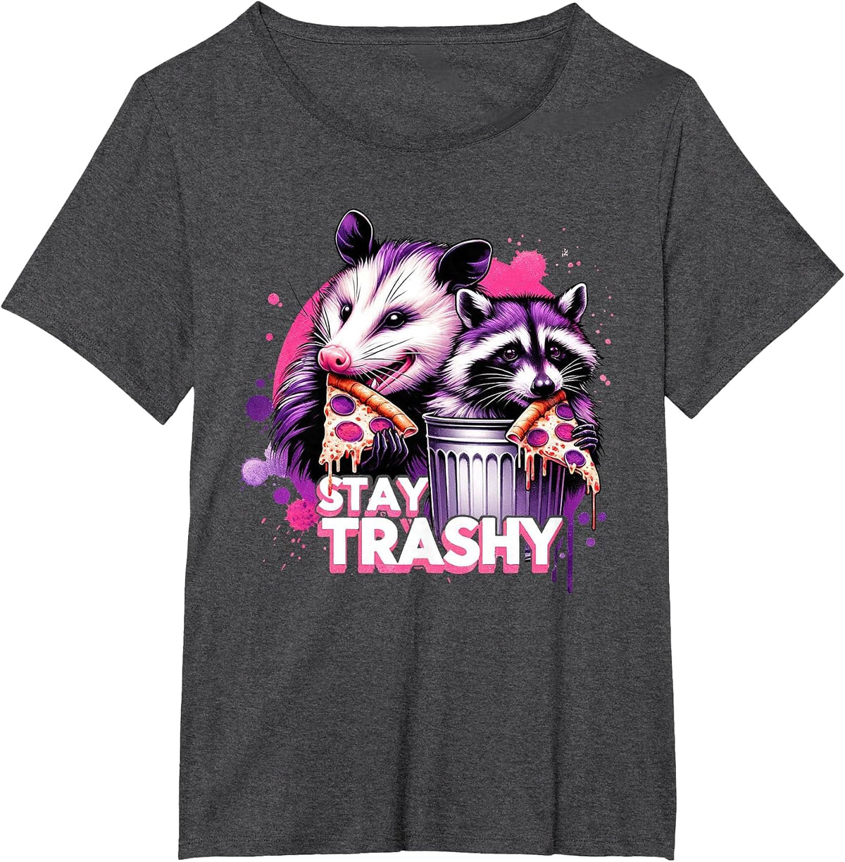 Funny Stay Trashy Raccoons Opossums Possums Animals Lover T-Shirt - Dark Heather Grey