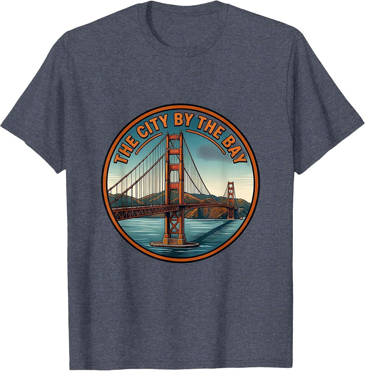 The City By The Bay Vintage Golden Gate Bridge Souvenir T-Shirt - Heather Blue