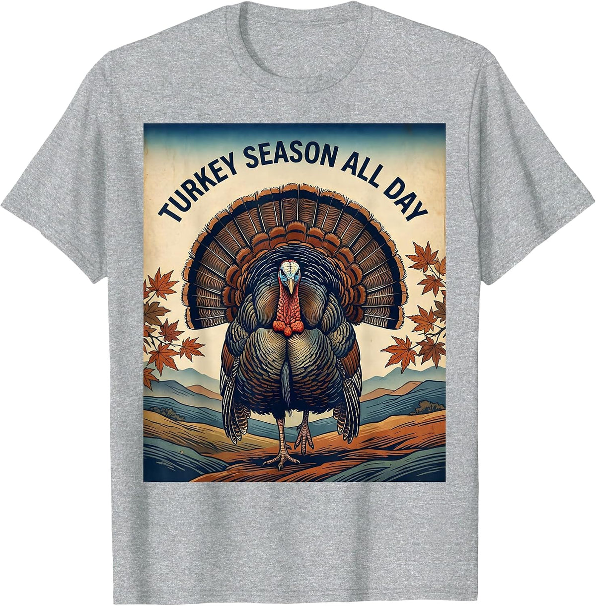 Men's Turkey Season All Day Hunting Graphic Design T-Shirt - Heather Grey