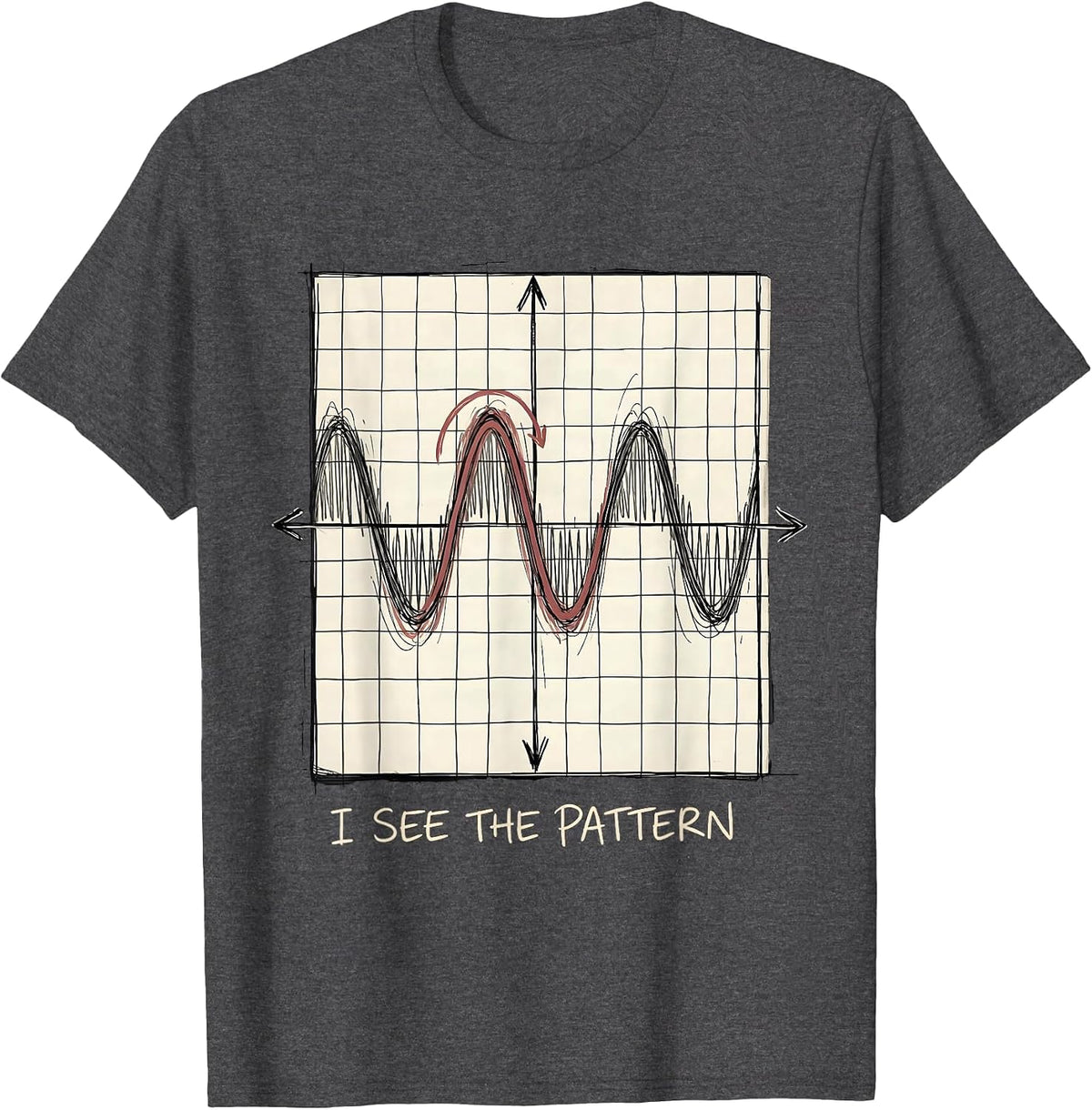 Men's I See The Pattern Funny Math Teacher Joke Nerdy Humor Gift T-Shirt - Dark Heather Grey