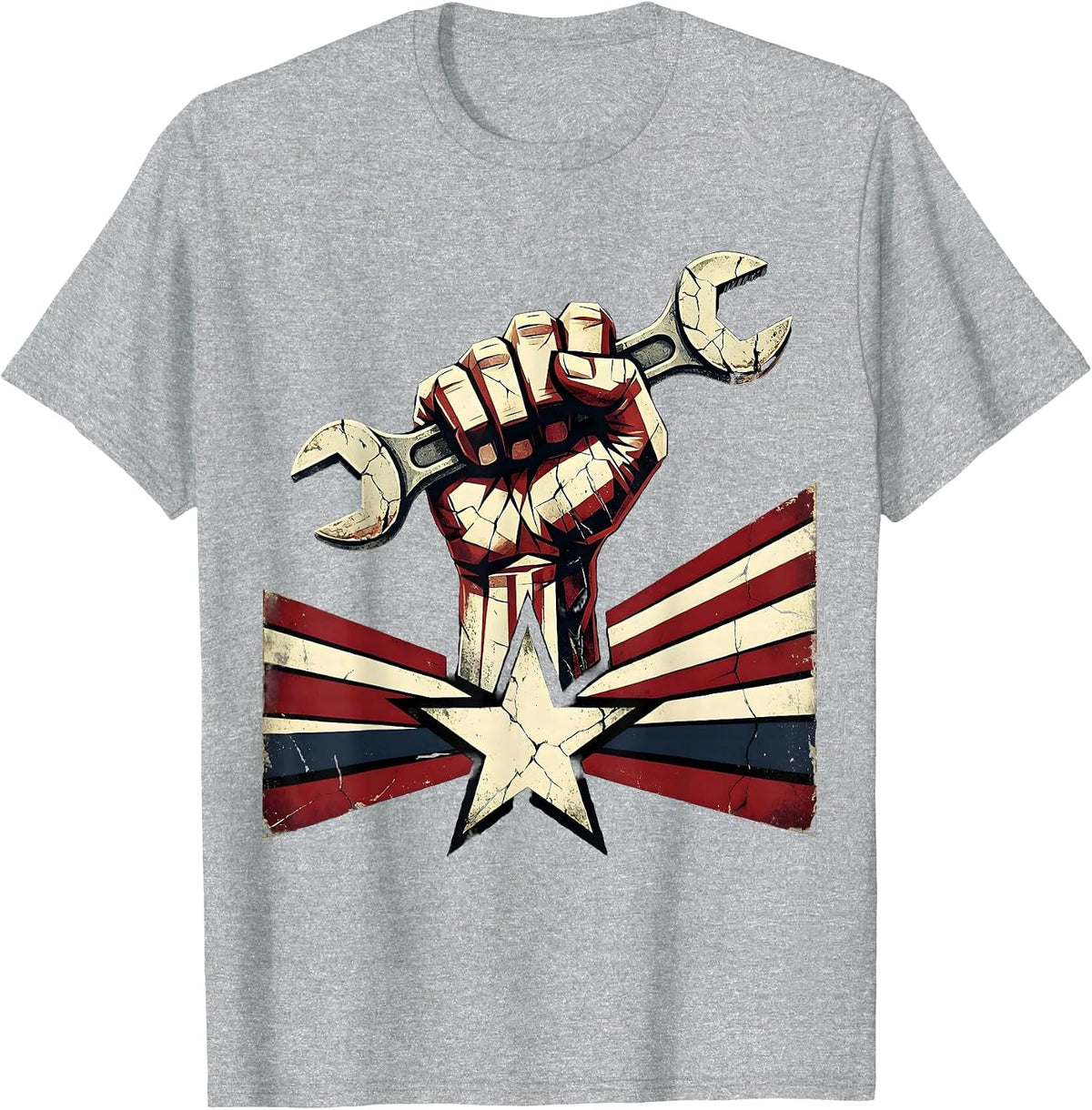 Men's President Pride Labor Day Worker Fist Wrench T-Shirt - Heather Grey