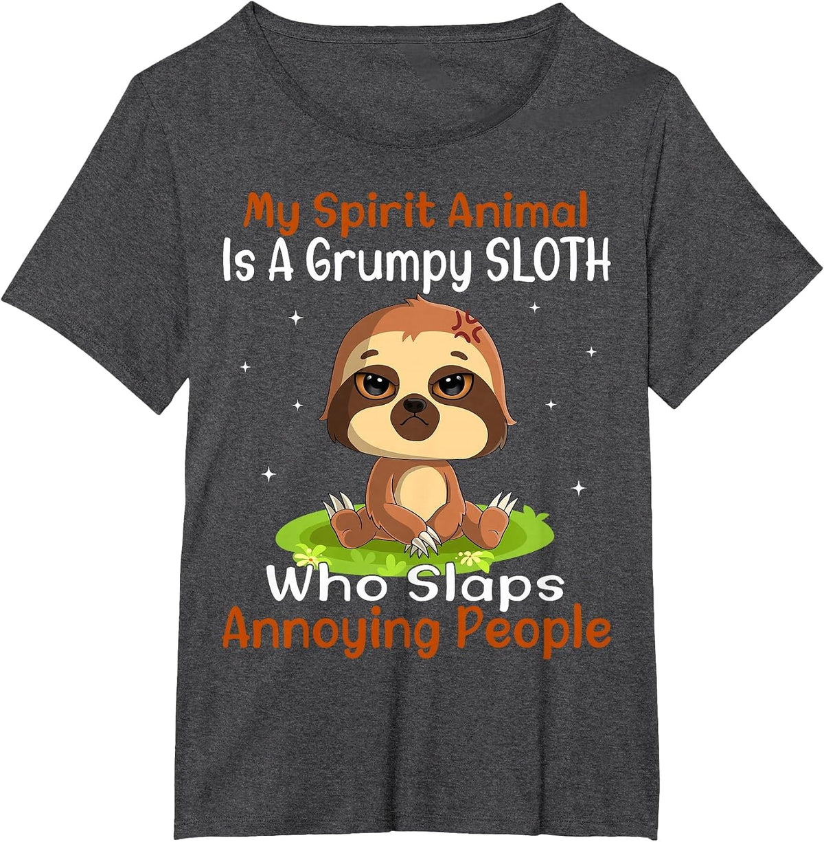 My Spirit Animal is A Grumpy Sloth Cute Funny Sloth T-Shirt - Dark Heather Grey