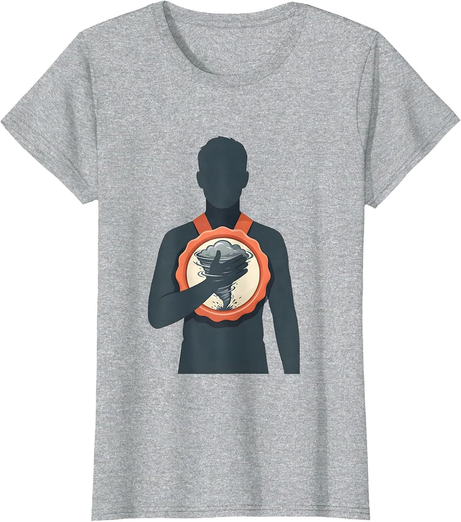Tornado Badge Storm Chaser Meteorology Enthusiast T-Shirt - Heather Grey