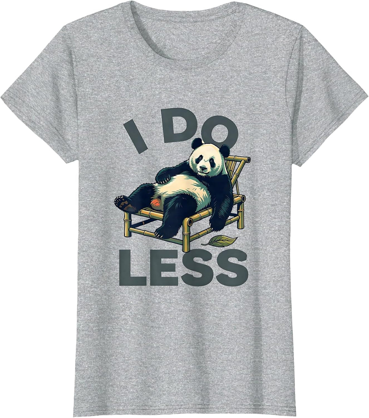 I Do Less Flat Vector Cute Panda Lover Humor Gift T-Shirt - Heather Grey