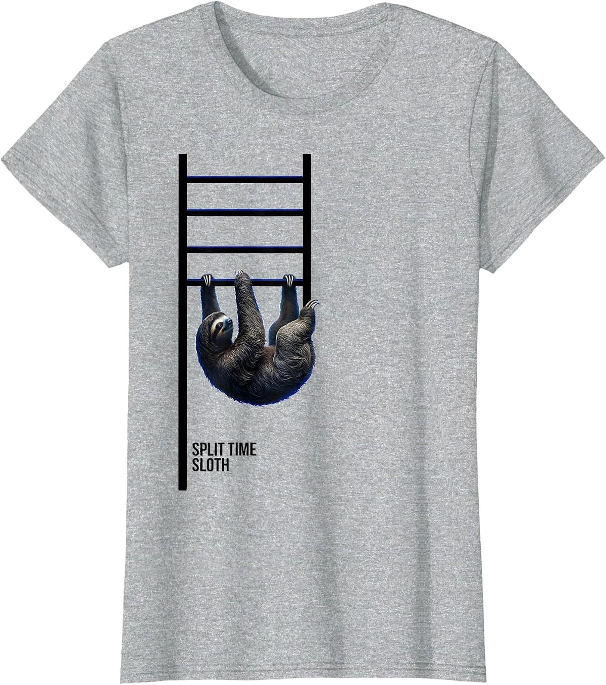 Women's Split Time: Sloth Funny Sloth Lover Novelty Gift T-Shirt - Heather Grey