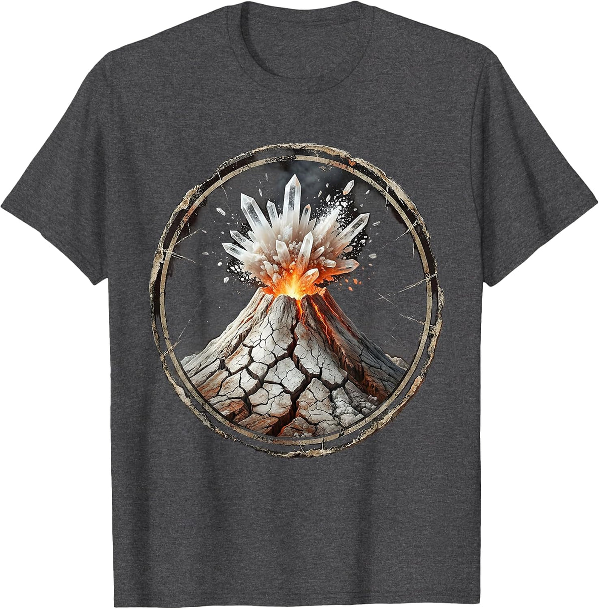 Salty Volcano Erupting Crystallized Salt Graphic T-Shirt - Dark Heather Grey
