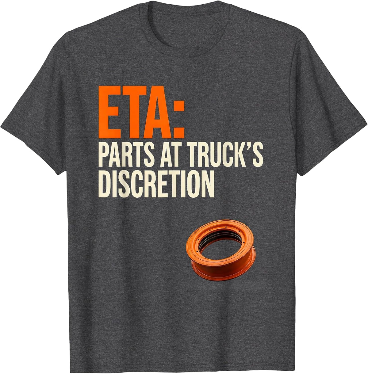 Men's ETA PARTS AT TRUCK'S DISCRETION Funny Mechanic Skeleton Auto T-Shirt - Dark Heather Grey