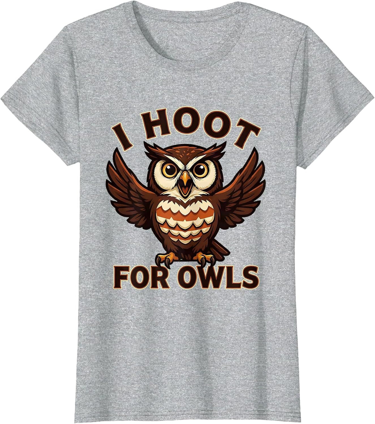 I Hoot For Owls Funny Owl Lover Birdwatcher Mascot Logo T-Shirt - Heather Grey