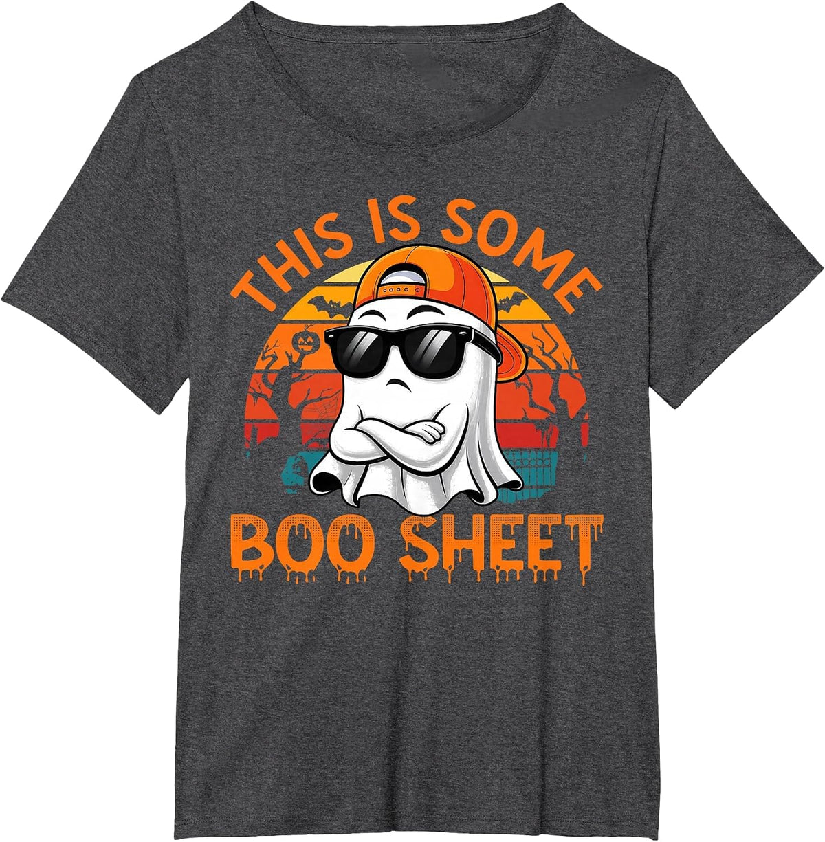Funny Halloween This is Some Boo Sheet Ghost Retro Men Boys T-Shirt - Dark Heather Grey
