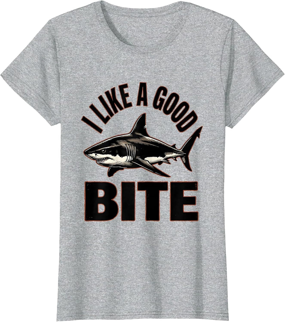 I Like A Good Bite Funny Shark Lover Ocean Wildlife Humor T-Shirt - Heather Grey