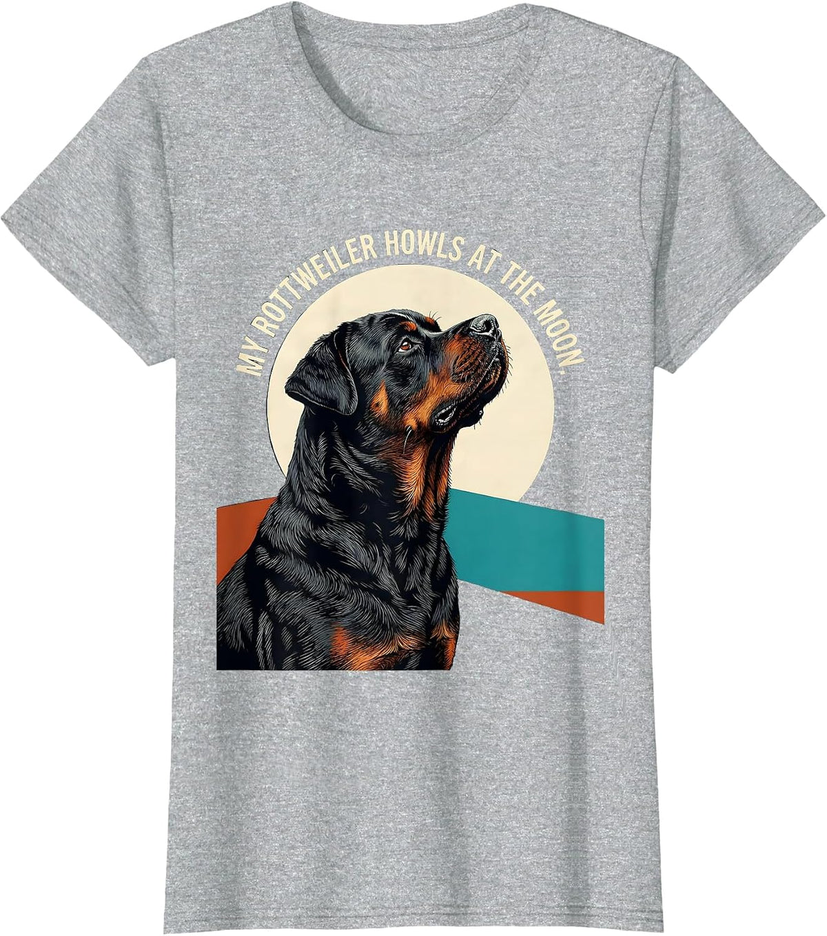 Women's My Rottweiler Howls at the Moon Midcentury Modern Dog Lover T-Shirt - Heather Grey