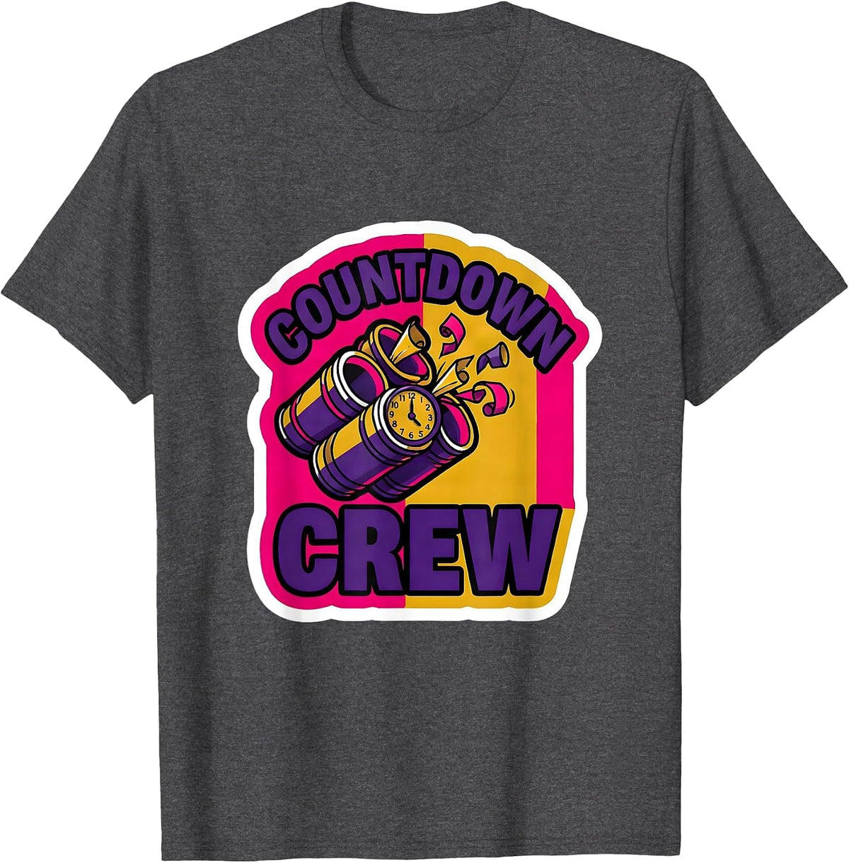 Countdown Crew Whimsical New Year Party Novelty T-Shirt - Dark Heather Grey