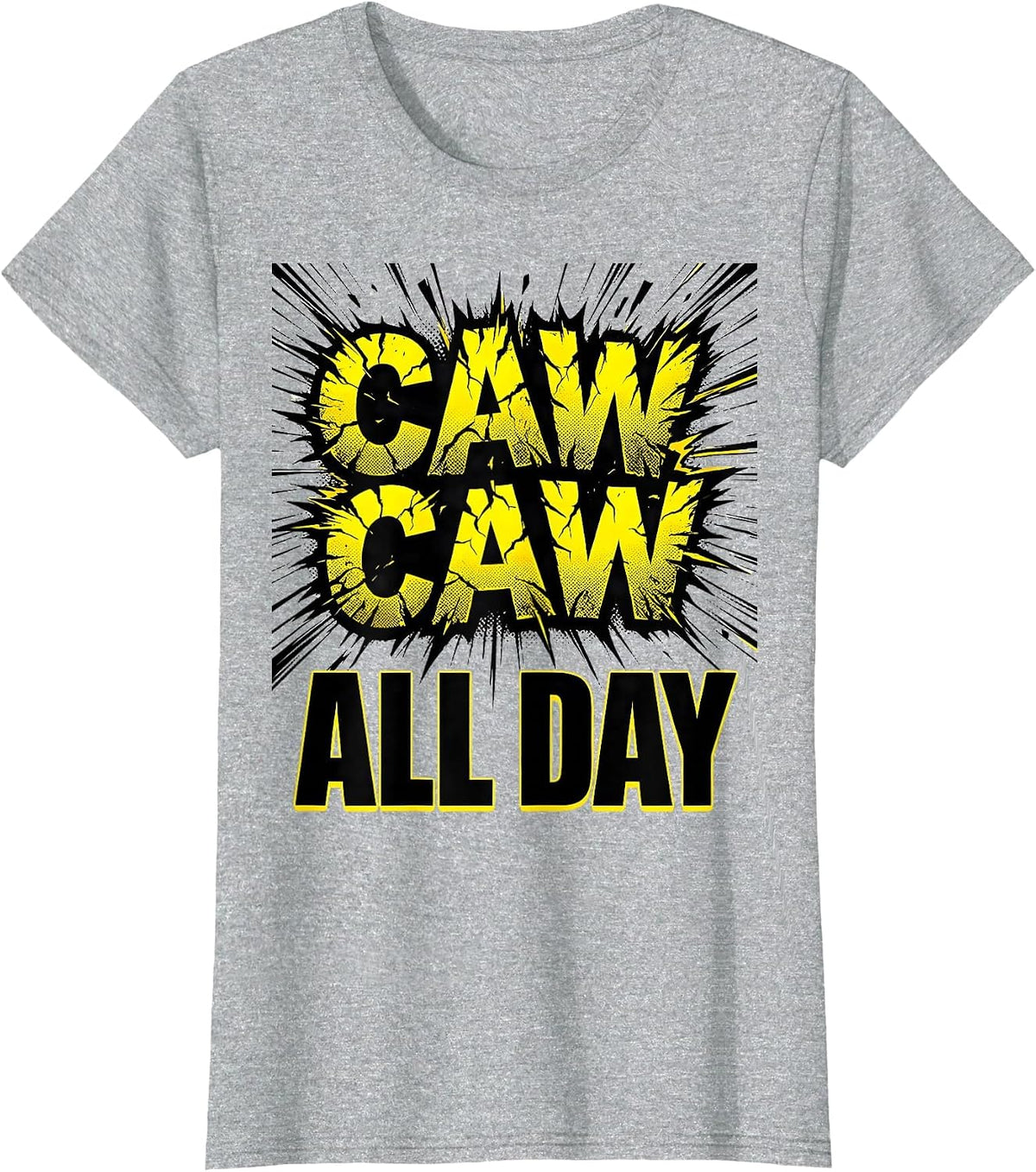 Caw Caw All Day Crow Lover Design T-Shirt - Heather Grey