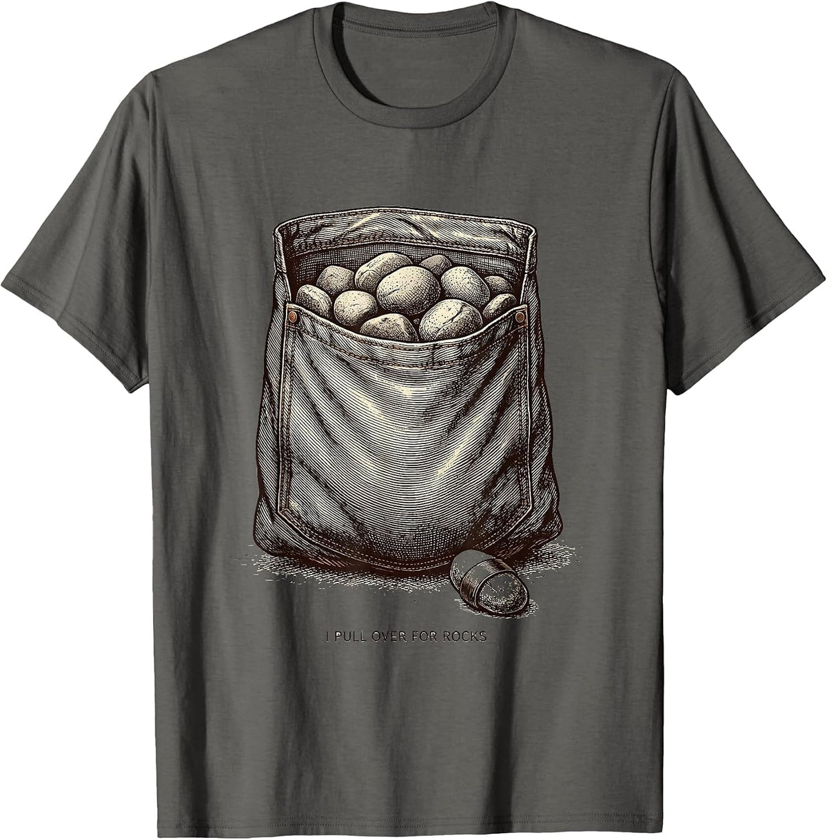 I Pull Over For Rocks Funny Rock Collector Geology Humor T-Shirt - Asphalt Grey
