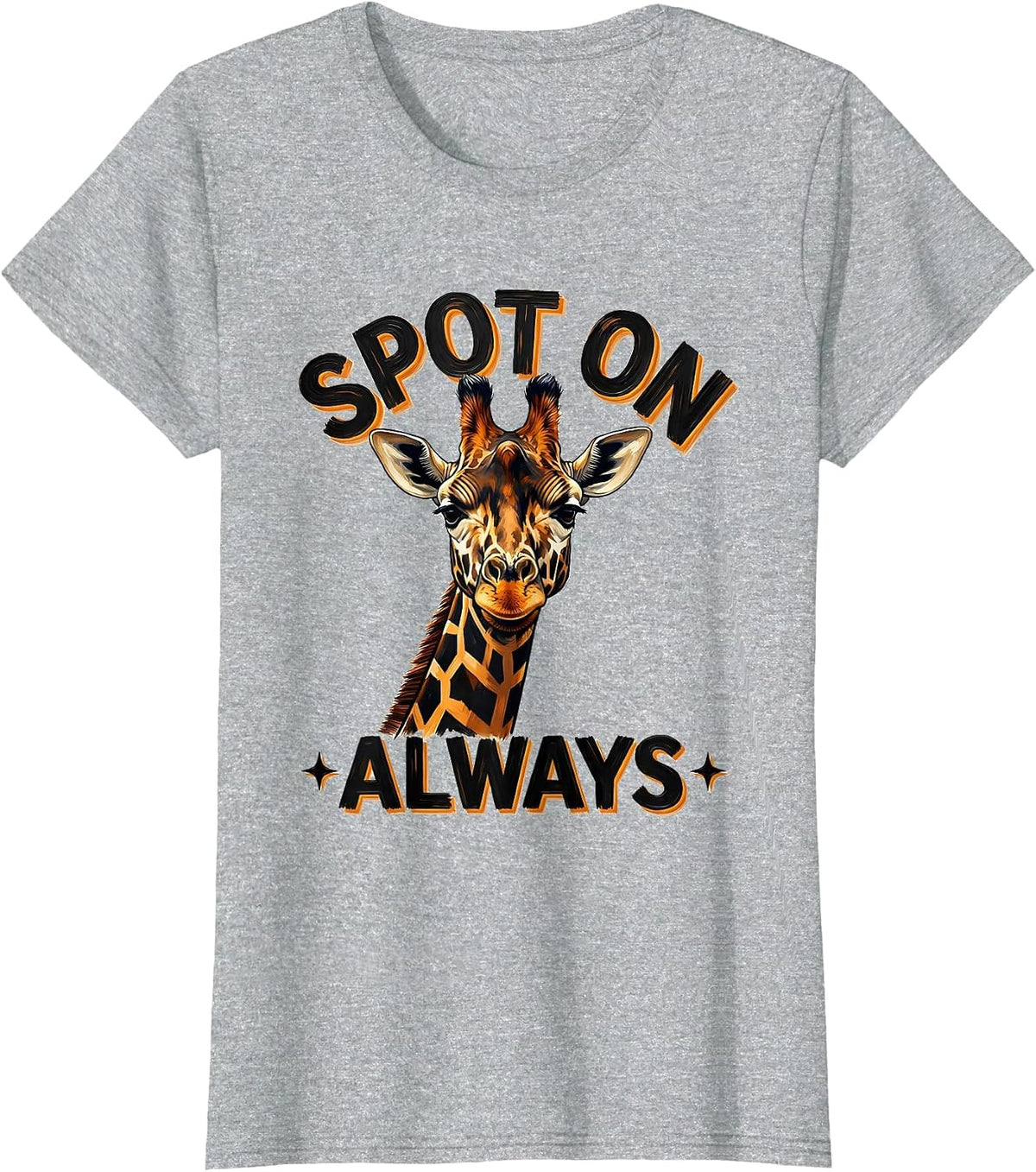 Spot On Always Giraffe Graphic Design T-Shirt - Heather Grey