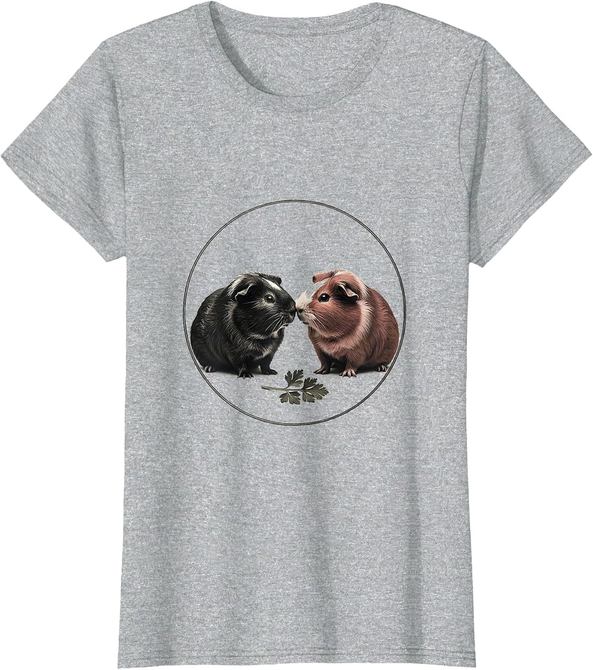 Women's Guinea Pigs Nose-to-Nose Minimalist Pet Lover Humor T-Shirt - Heather Grey