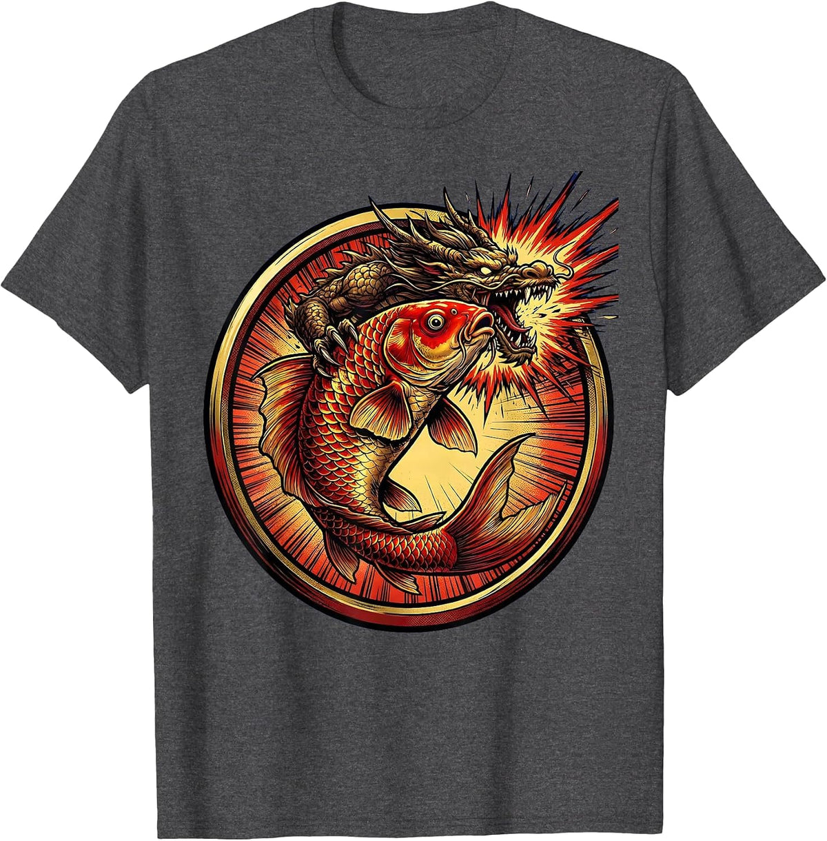 Koi to Dragon Transformation Anime Art T-Shirt - Dark Heather Grey