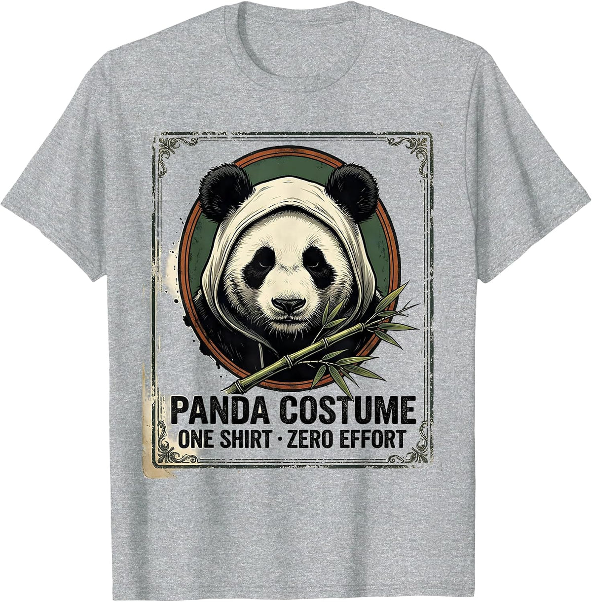 Men's Panda Costume: One Shirt, Zero Effort Vintage Funny Animal T-Shirt - Heather Grey
