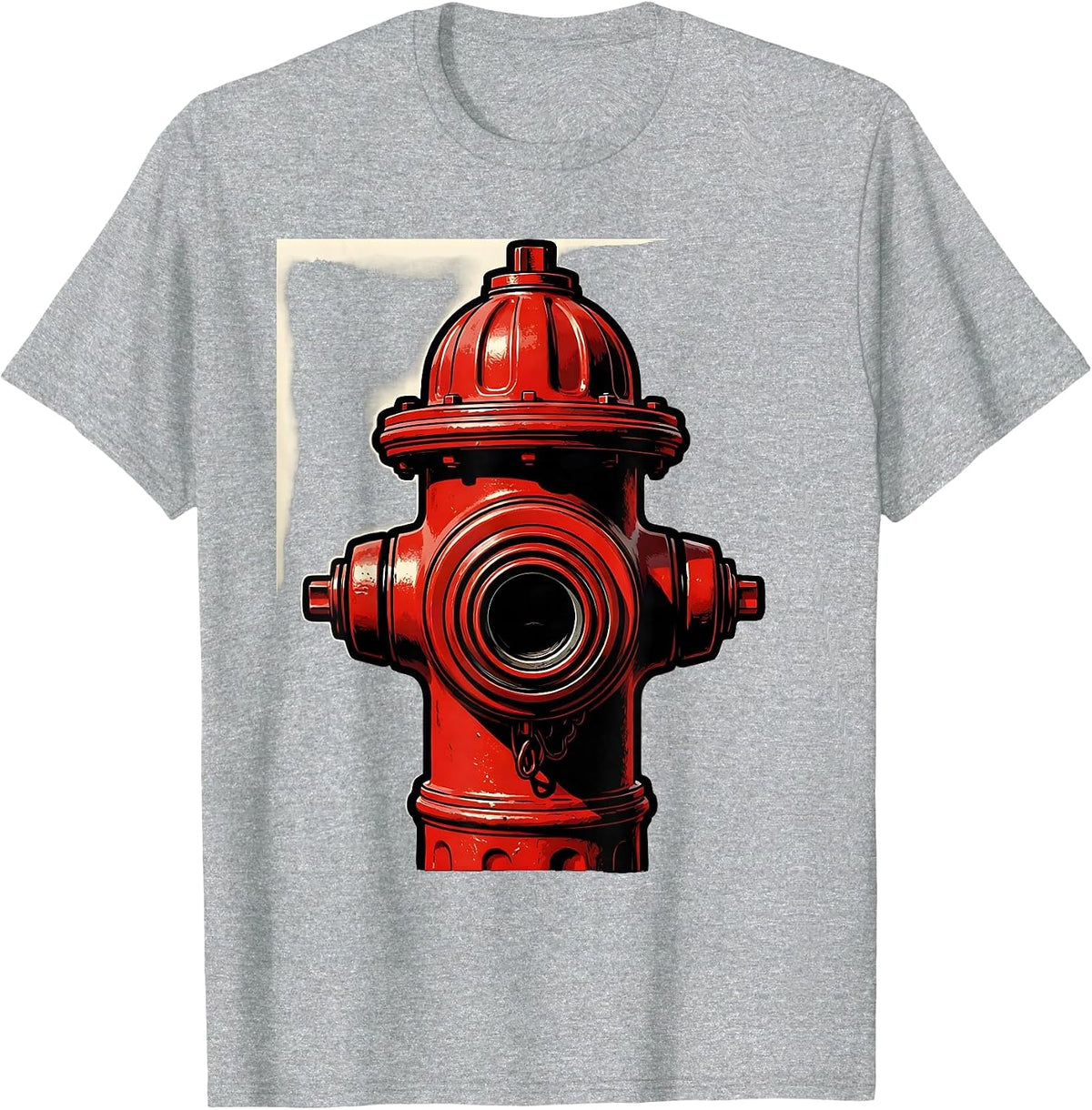 Men's Fire Hydrant Flat Pop Graphic Firefighter Humor T-Shirt - Heather Grey