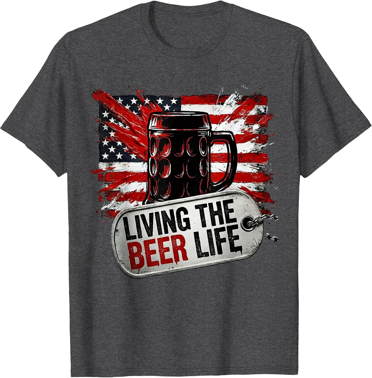 Living the Beer Life Craft Beer Lover Design T-Shirt - Dark Heather Grey