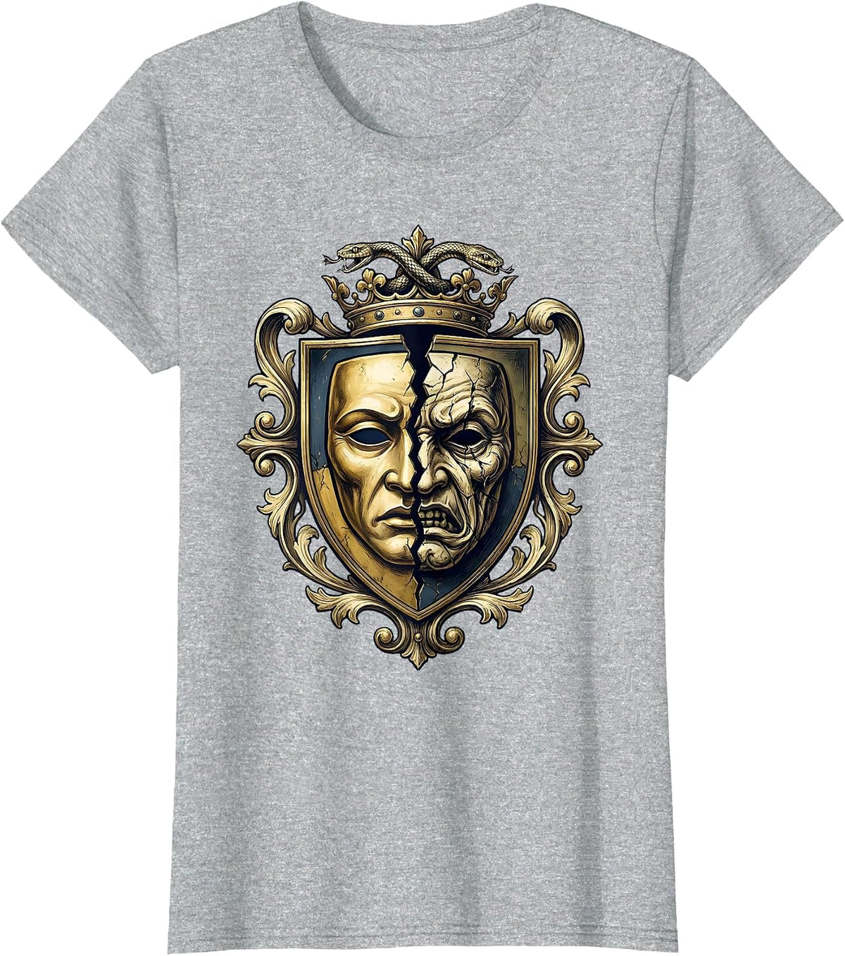 White Lie Mirror Reflection Graphic Design T-Shirt - Heather Grey