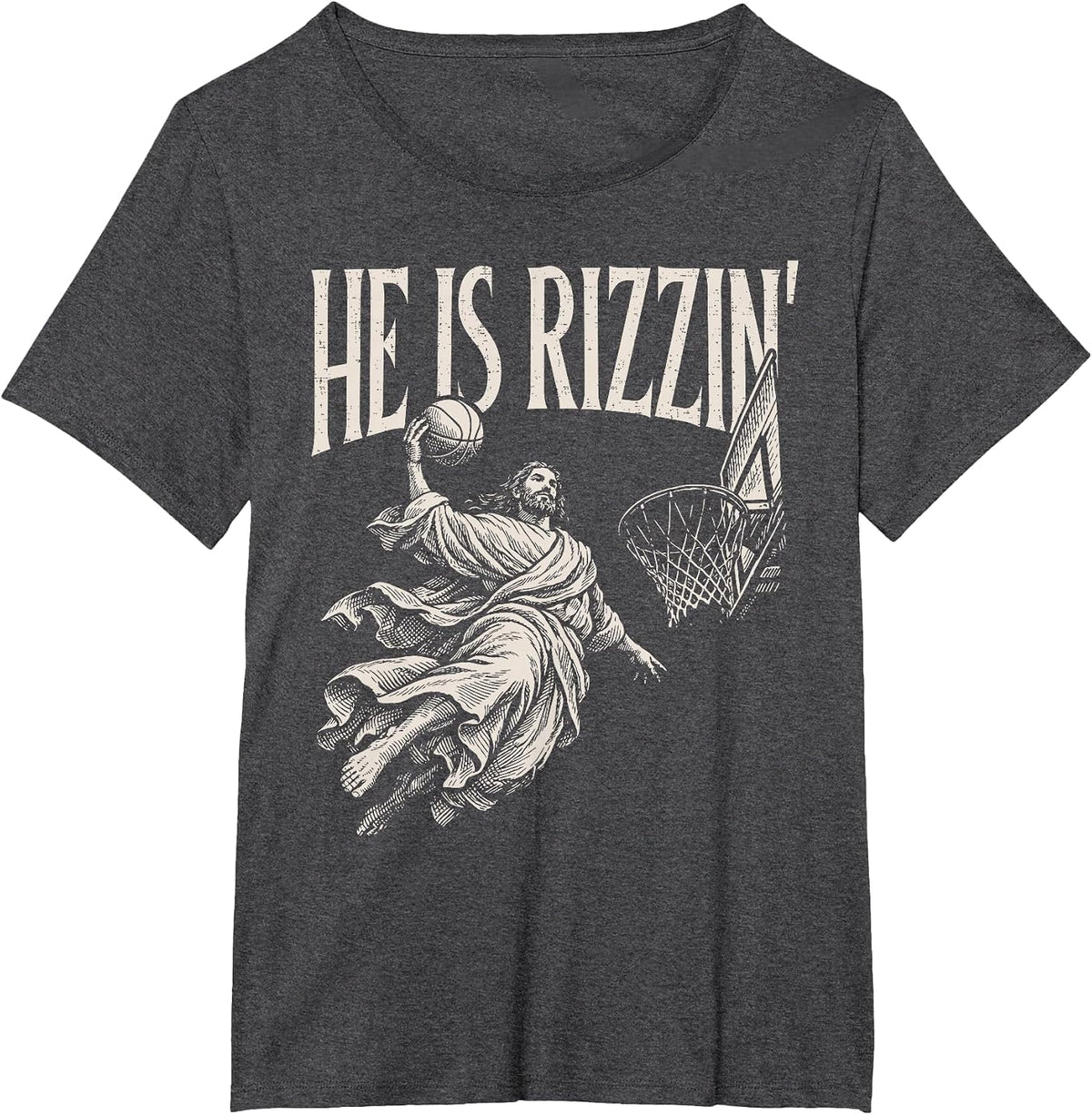 He is Rizzin Christian Religious Boys Kids Men Teens Easter T-Shirt - Dark Heather Grey