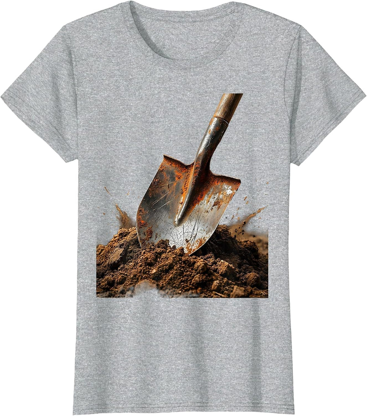 Labor Day Shovel In Dirt Graphic Design T-Shirt - Heather Grey