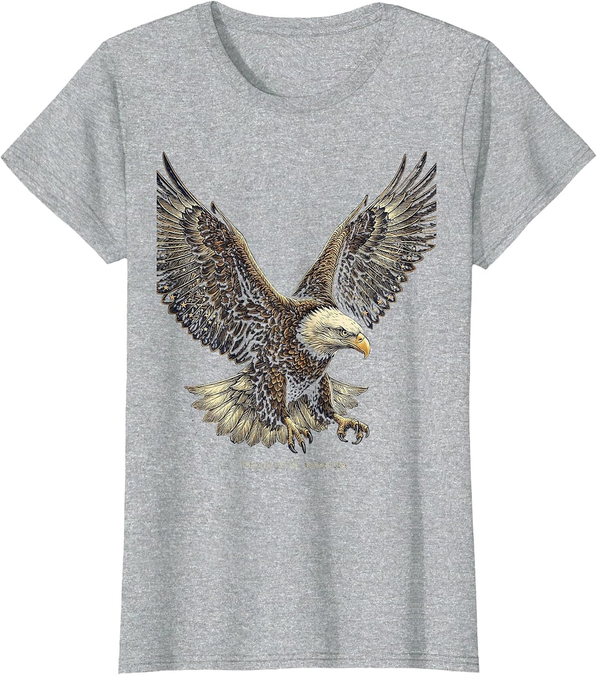 Proud to Be American Red White and Blue Design T-Shirt - Heather Grey