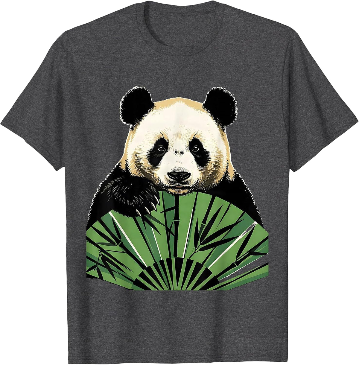 Men's Panda Head Kawaii Humor Animal Lover Screenprint T-Shirt - Dark Heather Grey