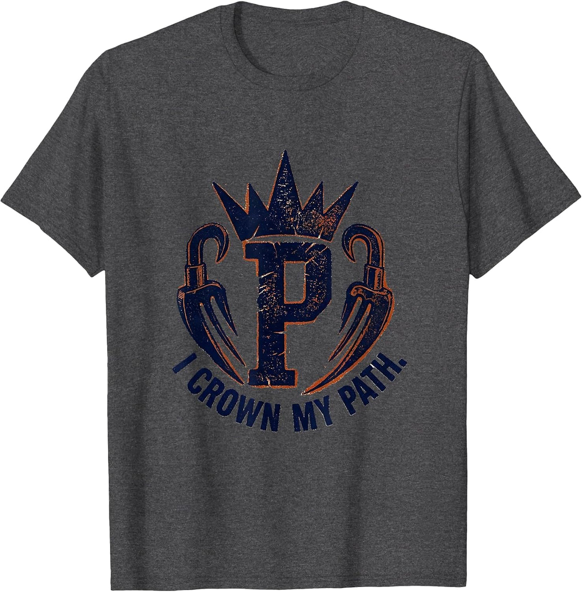 I Crown My Path Rubber Stamp Crown Alphabet Monogram T-Shirt - Dark Heather Grey