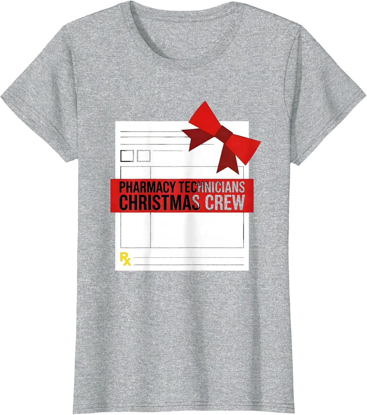Pharmacy Technicians Christmas Crew Funny Matching Pharmacy T-Shirt - Heather Grey