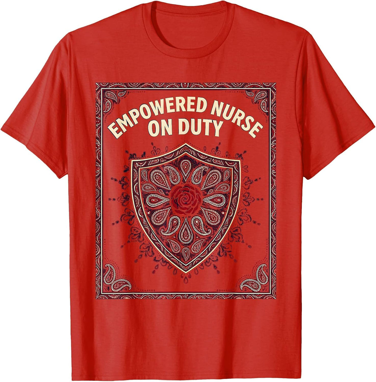 Men's Empowered Nurse On Duty Nursing Design T-Shirt - Red