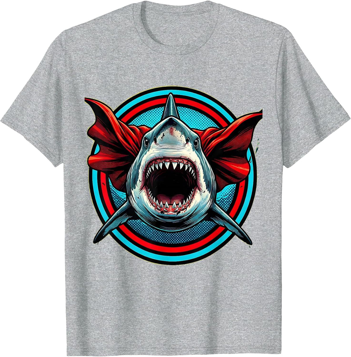 Men's Mommy Shark Superhero Cape Graphic Tee T-Shirt - Heather Grey