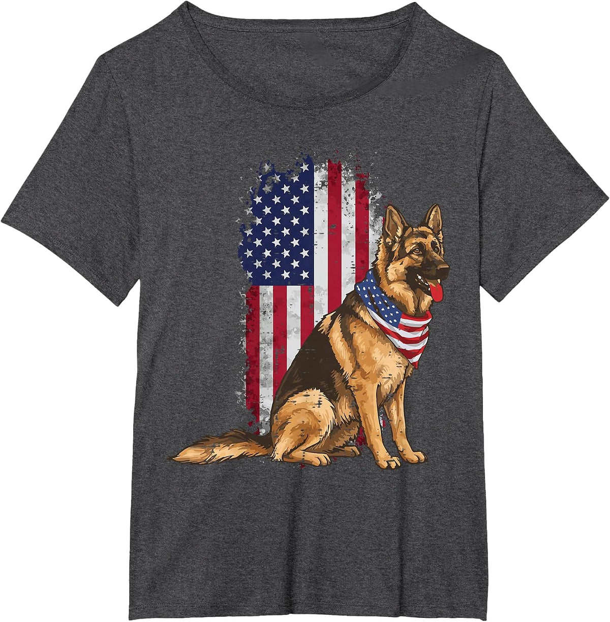 4th of July Dog German Shepherd USA K9 Men Women Kids T-Shirt - Dark Heather Grey