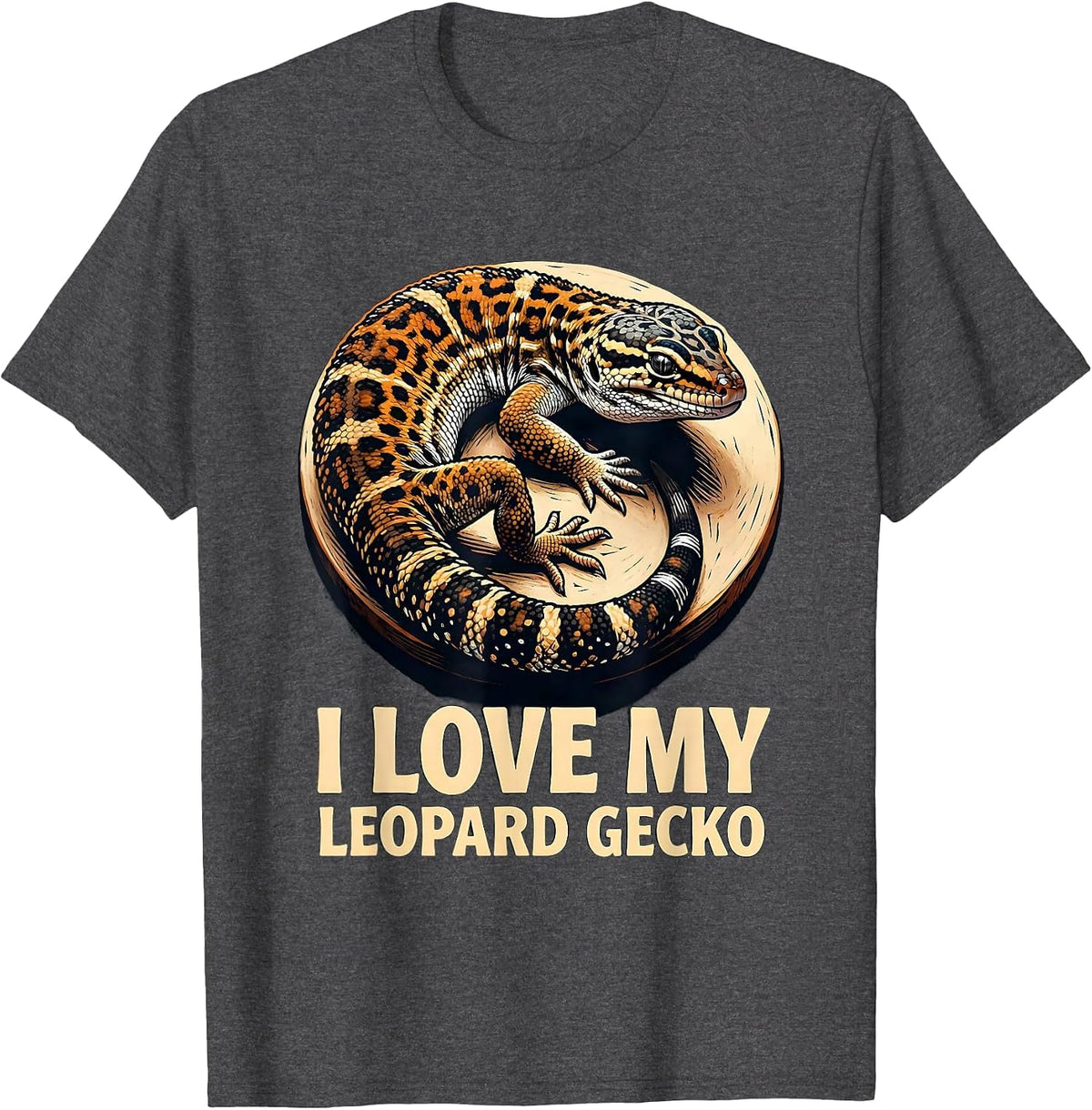 I Love My Leopard Gecko Cute Reptile Leopard Gecko Lover T-Shirt - Dark Heather Grey