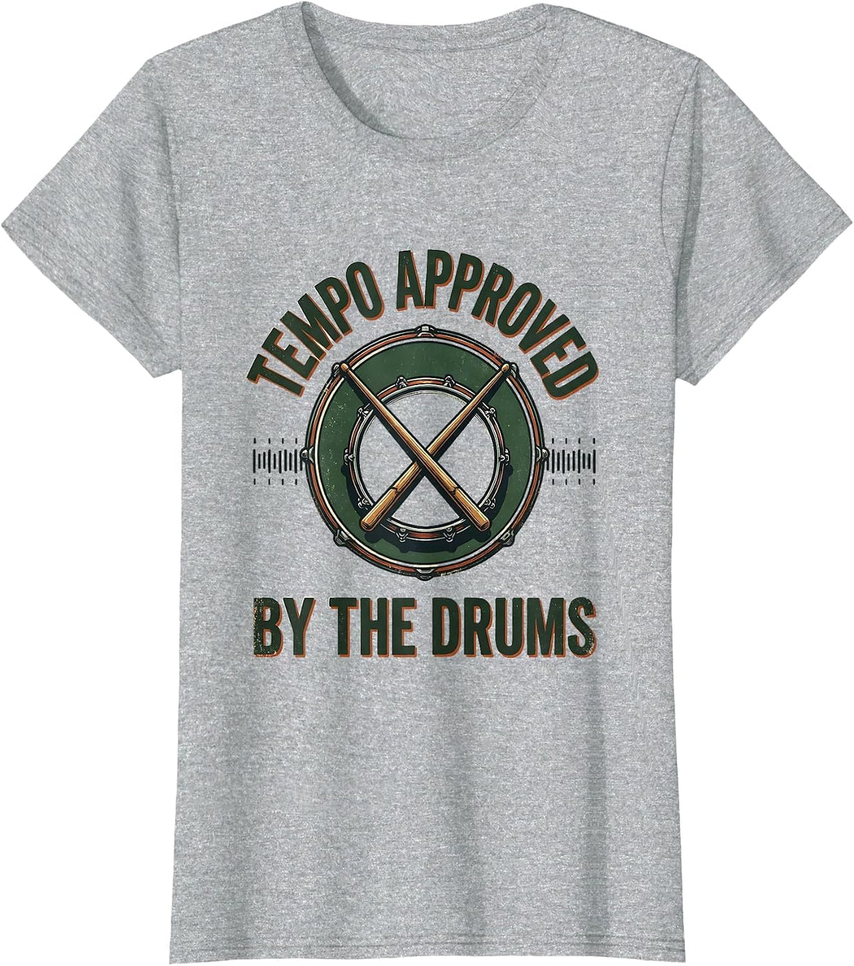 Tempo Approved By The Drums Vintage Drummer Percussionist T-Shirt - Heather Grey